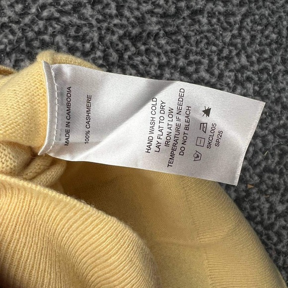 Quince Sweater Women Large Yellow Pullover Crew Neck Mongolian Cashmere L - Picture 6 of 7